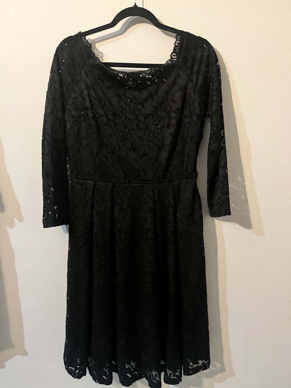 09-0160 Miss May Retro Gorgeous City Black Floral Lace A-Line Midi Dress, Size X